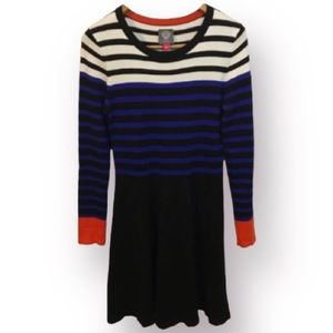 VINCE CAMUTO. Cute striped thick fabric in black blue white and orange.